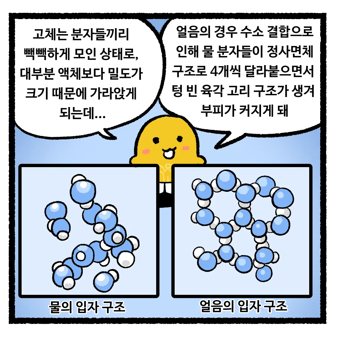13화_고체인 얼음이 물 위에 뜨는 이유