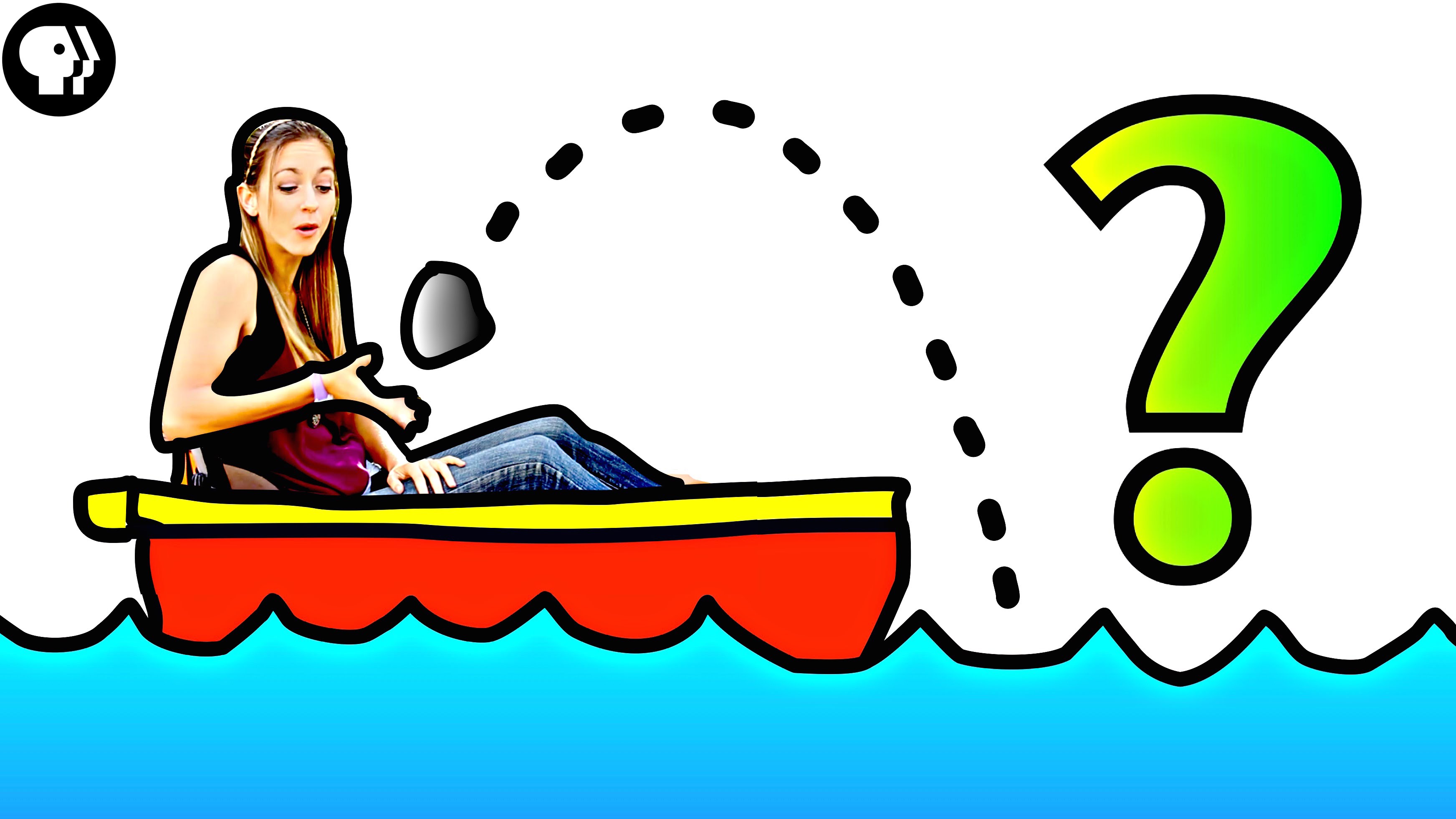 보트에서 돌을 던지면 강물 높이는?