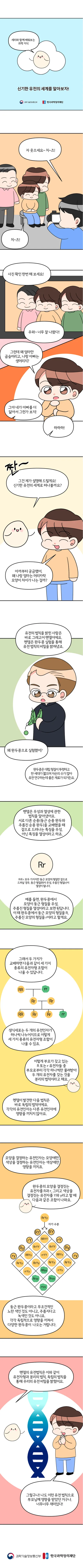 [분야] 생물<br>[주제] 멘델 유전 실험의 의의와 원리<br>[콘텐츠명] 신기한 유전의 세계를 알아보자(도입)<br>[유형] 웹툰<br>[난이도] 중등 이상