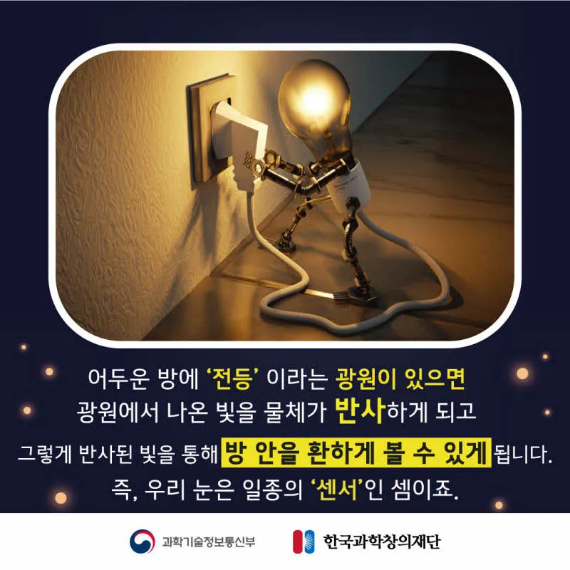 [분야] 물리<br>[주제] 거울반사<br>[콘텐츠명] 우리가 눈으로 물체를 보는 원리(도입)<br>[유형] 카드뉴스<br>[난이도] 초등 이상